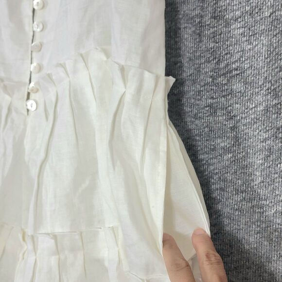 Myrah Penaloza Romper Womens OS White 100% Linen Sleeveless Pleated Playsuit - Picture 7 of 13